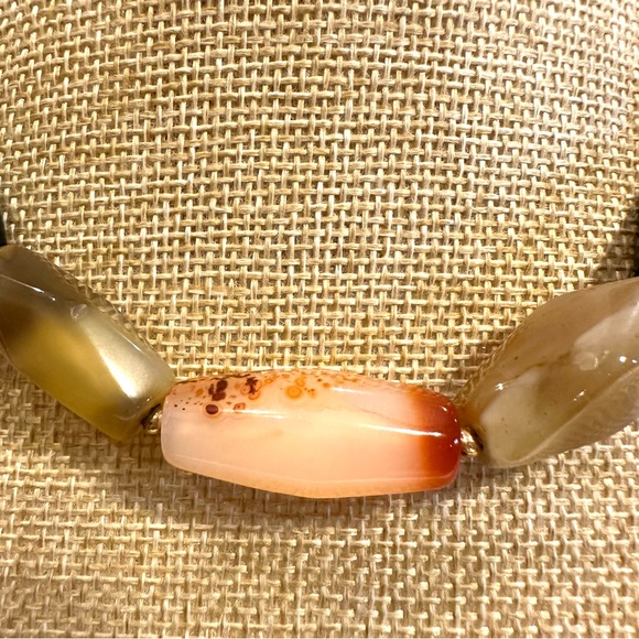 Gorgeous Multi Gemstone Genuine Necklace- orange, ivory, black - Agate - Picture 10 of 13